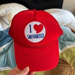 Red I ❤️ SF hat